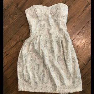 Strapless dress with silver threading S